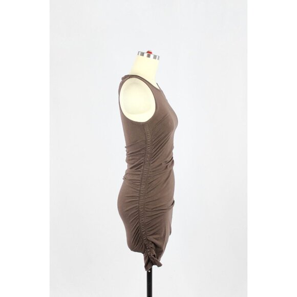 Aritzia TNA Chill Malibu Brown Cotton Jersey Ruched Mini Tank Dress, Size S - Picture 2 of 12